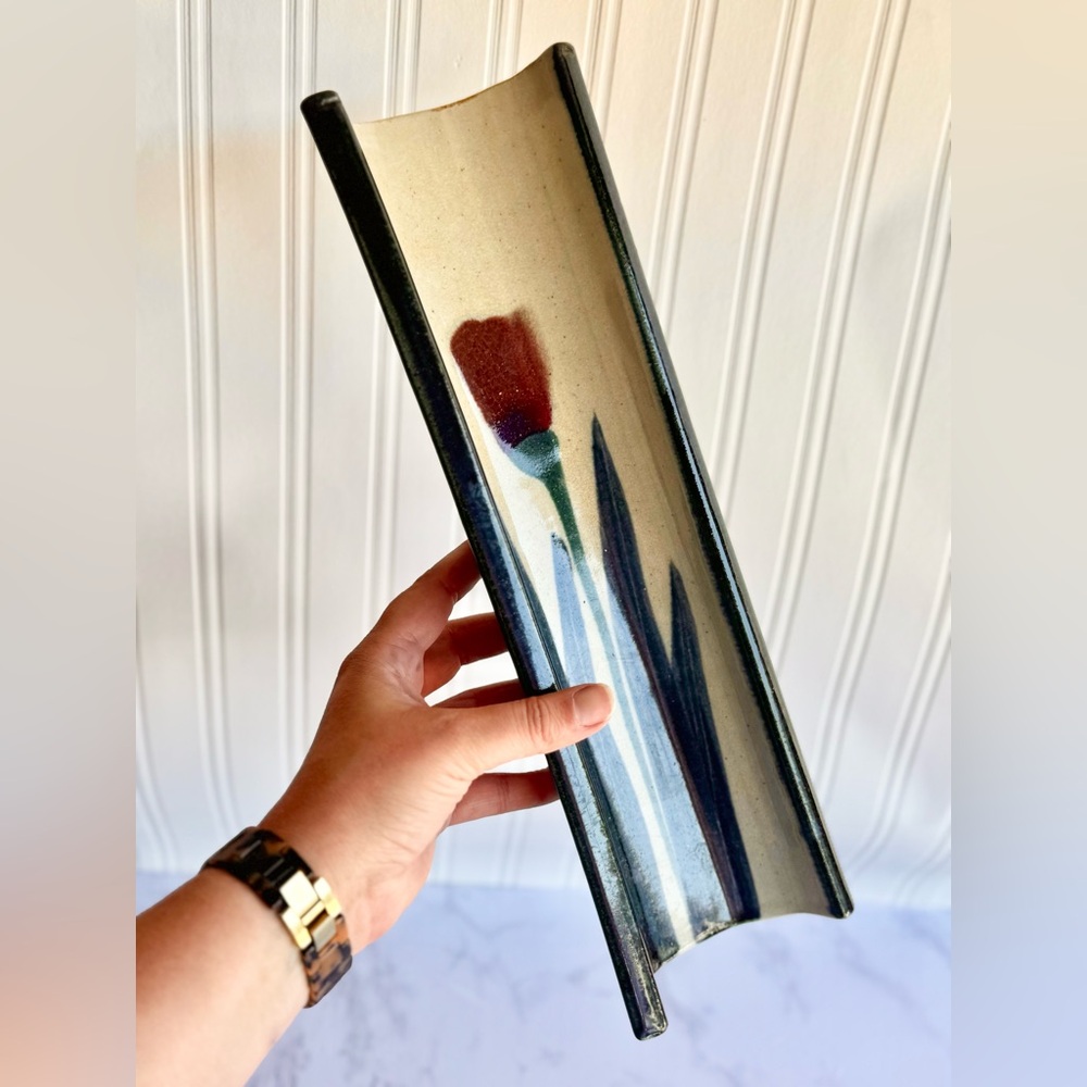 Unique Floral Long Pottery Dish